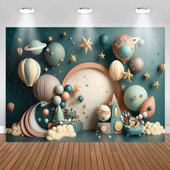 Lofaris Lovely Hot Air Balloon Planet Star Birthday Backdrop