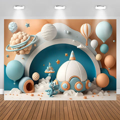 Lofaris Lovely Hot Air Balloon Spaceship Birthday Backdrop