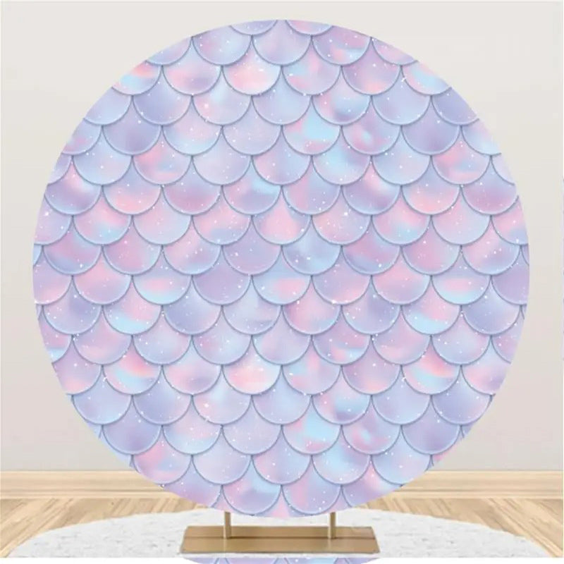 Lofaris Lovely Mermaid Scales Simple Round Birthday Backdrop