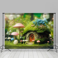 Lofaris Lovely Mushroom House Greenery Photoshoot Backdrop