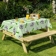 Lofaris Lovely Panda Bamboo Repeat Green Tablecloth For Decor