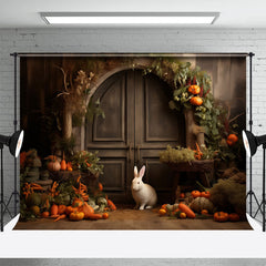 Lofaris Lovely Rabbit Carrot Vintage Door Easter Backdrop