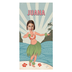 Lofaris Luau Hawaiian Theme Custom Name Photo Beach Towel