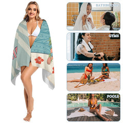 Lofaris Luau Hawaiian Theme Custom Name Photo Beach Towel