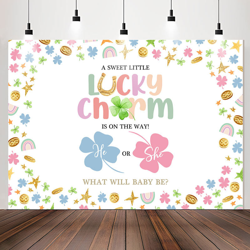Lofaris Lucky Charm He Or She Clover Baby Shower Backdrop