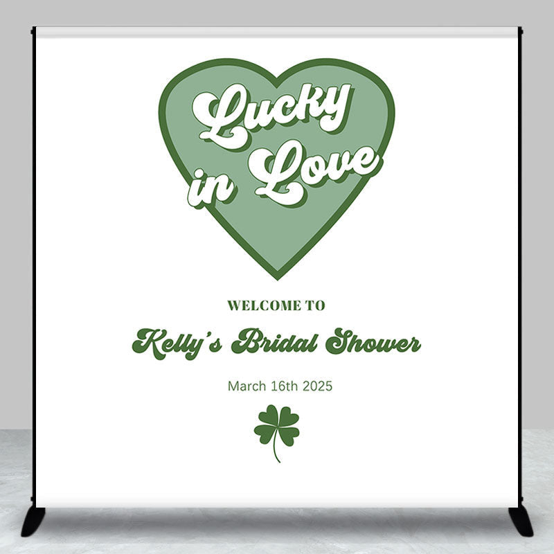Lofaris Lucky In Love Custom Green Theme Bridal Shower Backdrop
