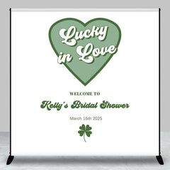 Lofaris Lucky In Love Custom Green Theme Bridal Shower Backdrop
