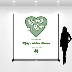 Lofaris Lucky In Love Custom Green Theme Bridal Shower Backdrop