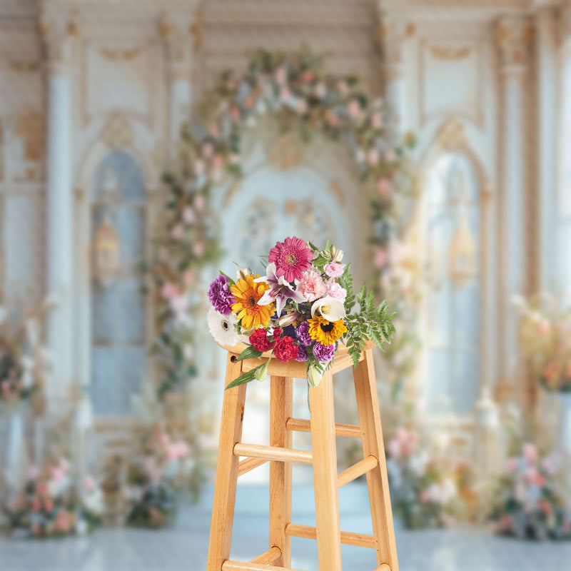 Lofaris Luxury Gold White Door Wall Wreath Wedding Backdrop