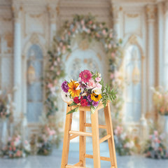 Lofaris Luxury Gold White Door Wall Wreath Wedding Backdrop