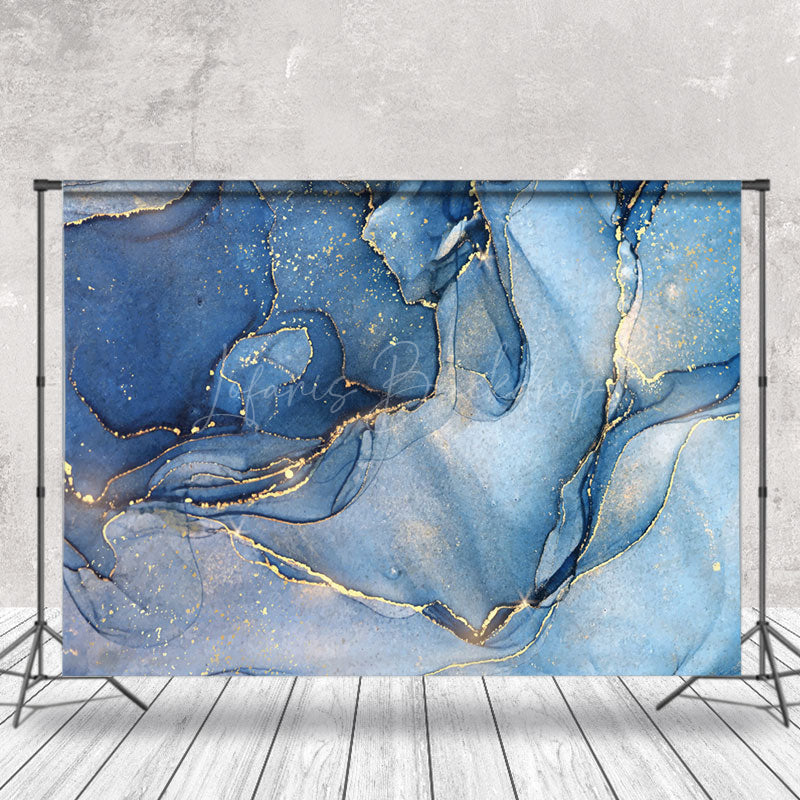 Lofaris Luxury Modern Blue Gold Marbled Photography Backdrop