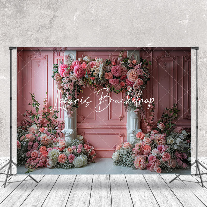 Lofaris Luxury Vintage Pink Wall Floral Wedding Backdrop