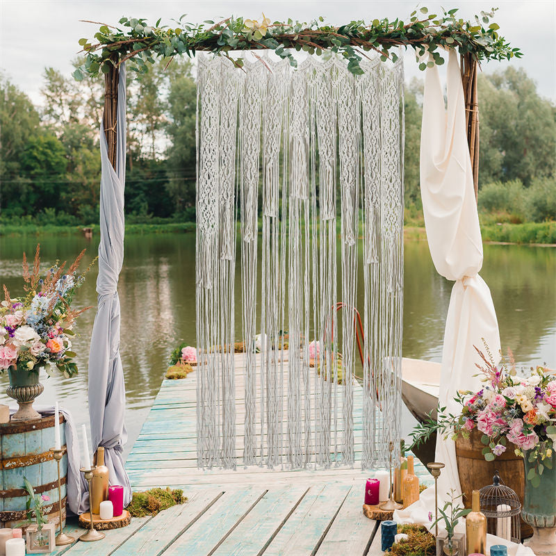 Lofaris Macrame Cotton Tapestry Boho Wedding Arch Drapes