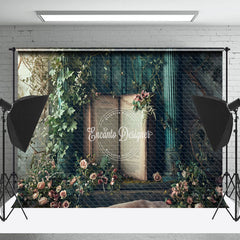 Lofaris Magic Book Among Fantasy Flowers Spring Backdrop