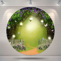 Lofaris Magic Forest Floral Butterfly Round Wedding Backdrop