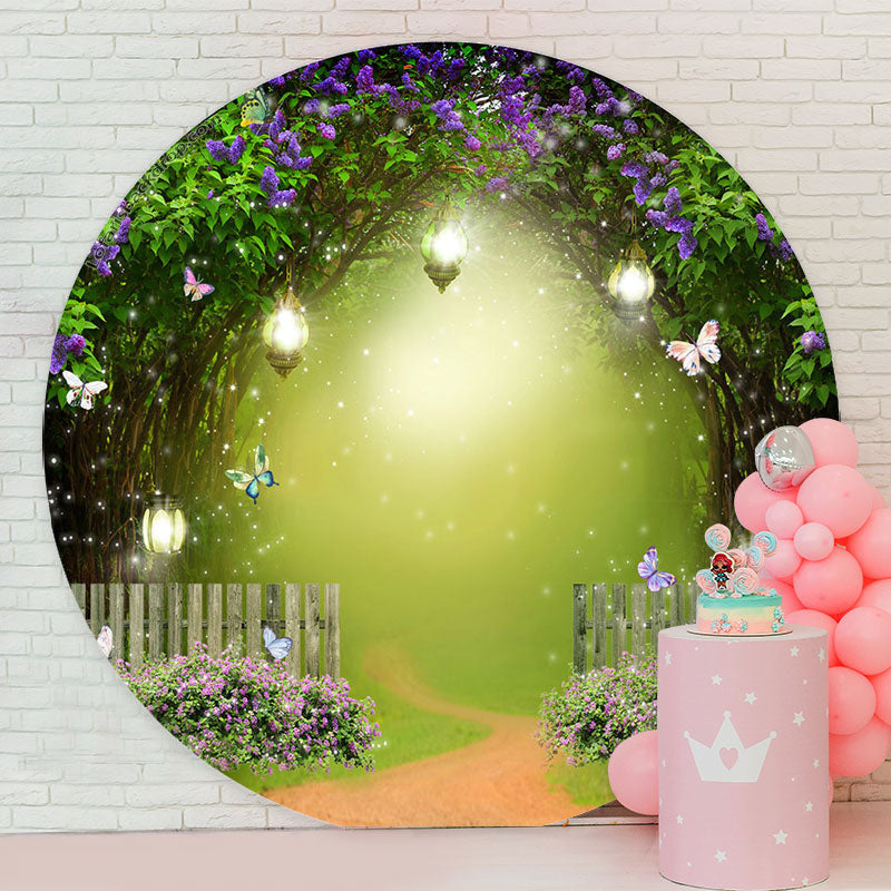 Lofaris Magic Forest Floral Butterfly Round Wedding Backdrop