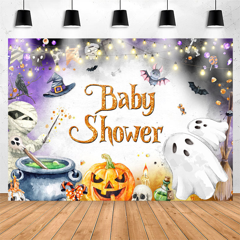Lofaris Magic Pumpkins Spooky Halloween Baby Shower Backdrop