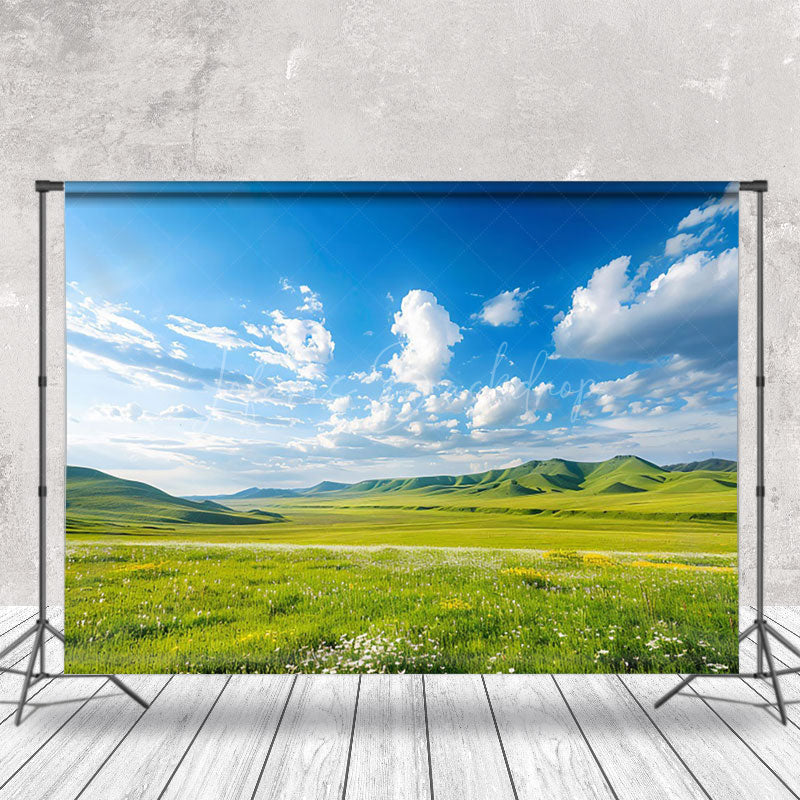 Lofaris Magnificent View Of Green Grassland Photo Backdrop