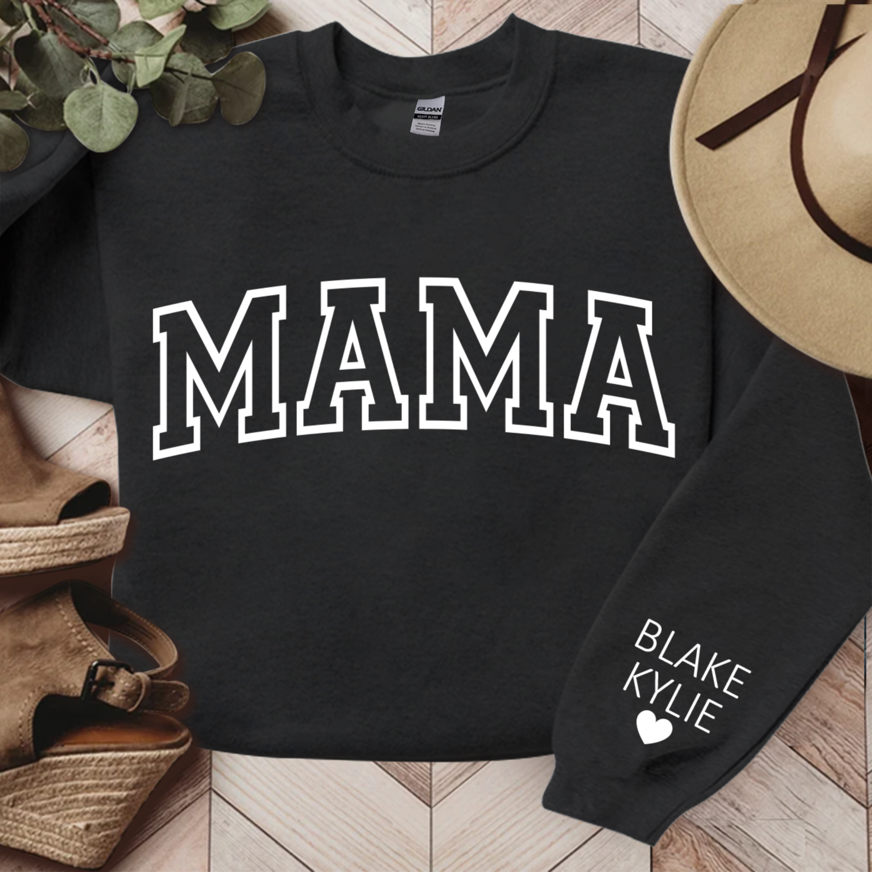Lofaris Mama And Kids Black Letters Custom Name Sweatshirt