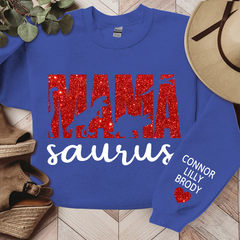 Lofaris Mama Saurus Glitter Gift For Mom Custom Sweatshirt