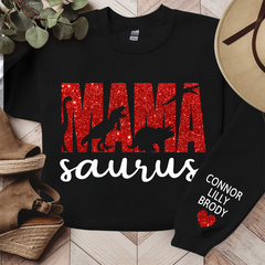 Lofaris Mama Saurus Glitter Gift For Mom Custom Sweatshirt