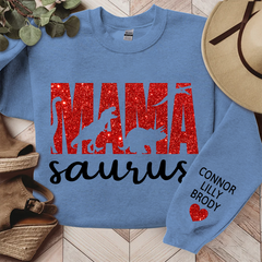 Lofaris Mama Saurus Glitter Gift For Mom Custom Sweatshirt