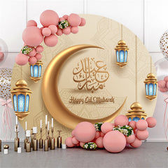 Lofaris Mandala Pattern Gold Moon Round Eid Mubarak Backdrop