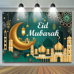 Lofaris Mandala Pattern Turquoise Dome Eid Mubarak Backdrop