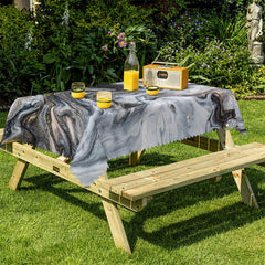 Lofaris Marble Gray Gold Tablecloth for Rectangle Table