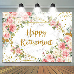 Lofaris Marbled Floral Glitter Happy Retirement Backdrop