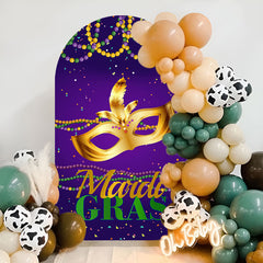 Lofaris Mardi Gras Gold Mask Purple Arch Backdrop For Party