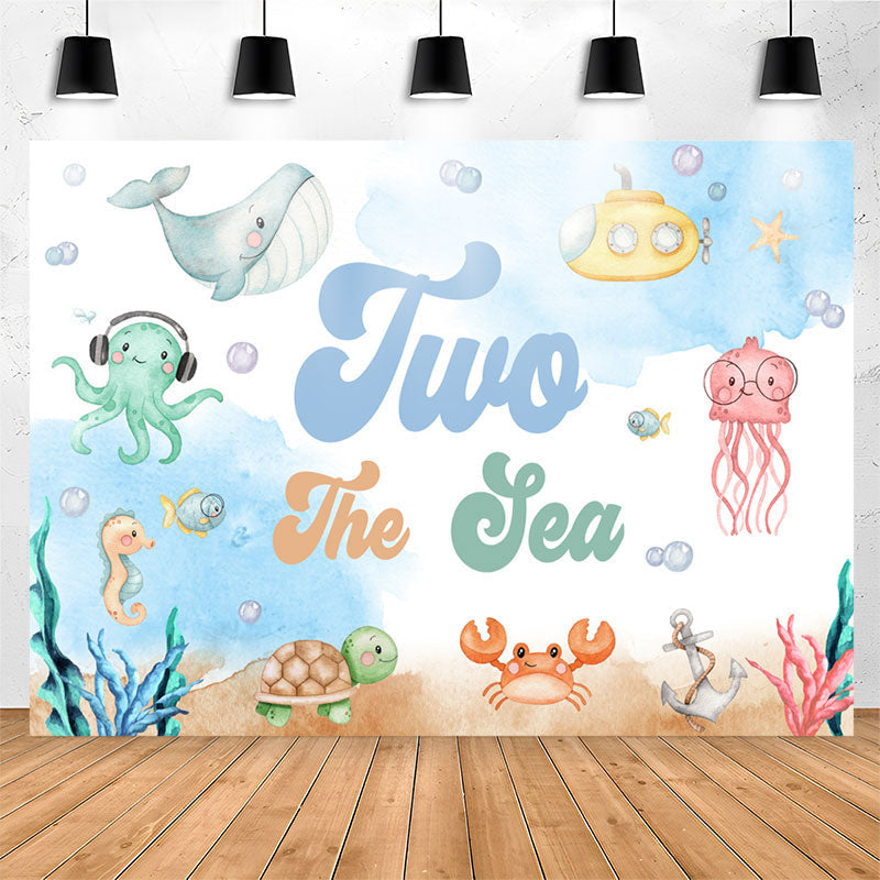 Lofaris Marine Animals Sea 2nd Birthday Backdrop For Boy