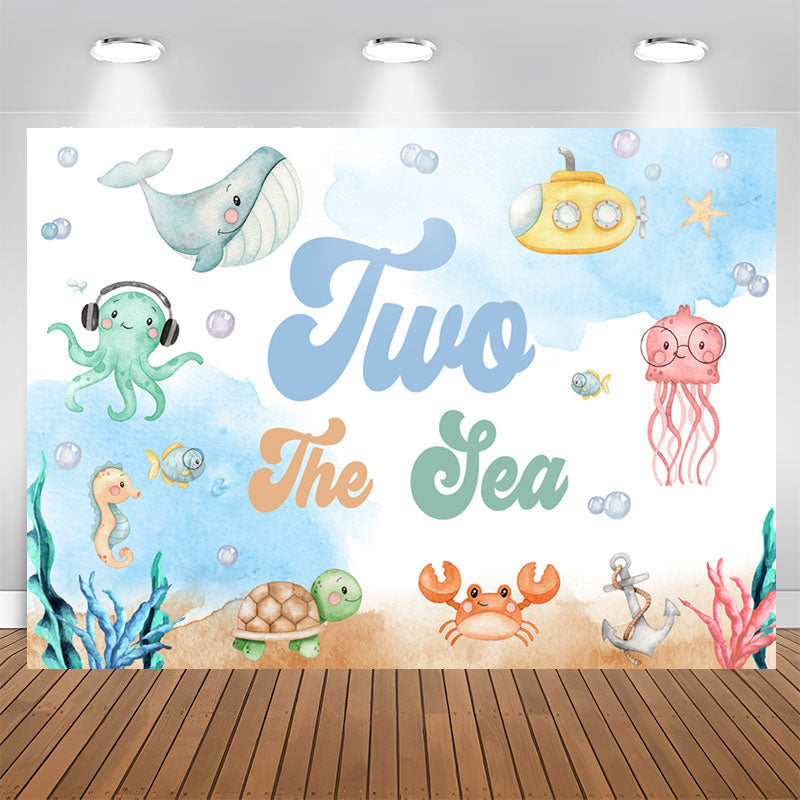 Lofaris Marine Animals Sea 2nd Birthday Backdrop For Boy