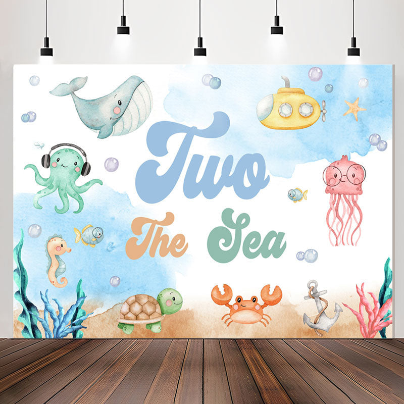 Lofaris Marine Animals Sea 2nd Birthday Backdrop For Boy