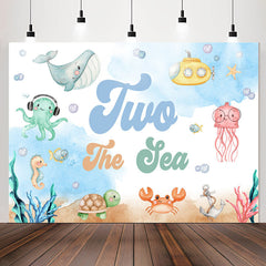Lofaris Marine Animals Sea 2nd Birthday Backdrop For Boy
