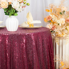 Lofaris Maroon Glitter Sequin Banquet Round Table Cover