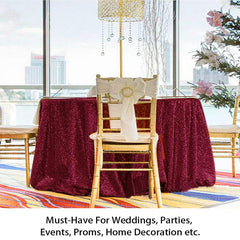 Lofaris Maroon Glitter Sequin Banquet Round Table Cover