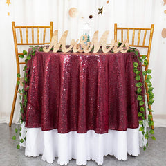 Lofaris Maroon Glitter Sequin Banquet Round Table Cover