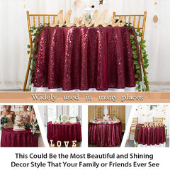 Lofaris Maroon Glitter Sequin Banquet Round Table Cover