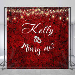Lofaris Marry Me Red Floral Rings Custom Wedding Backdrop