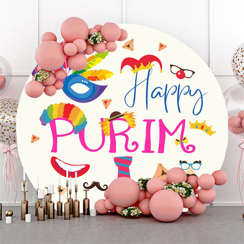 Lofaris Mask Funny Clown Costume Round Happy Purim Backdrop