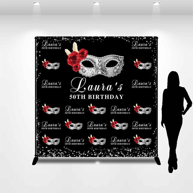 Lofaris Masquerade Black Custom 50th Birthday Party Backdrop