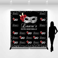 Lofaris Masquerade Black Custom 50th Birthday Party Backdrop