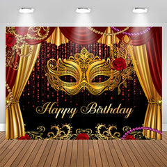 Lofaris Masquerade Glitter Curtain Happy Birthday Backdrop
