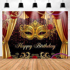 Lofaris Masquerade Glitter Curtain Happy Birthday Backdrop