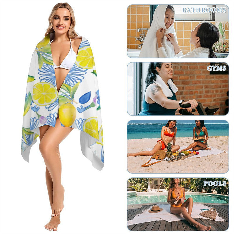 Lofaris Mediterranean Lemon Vintage Name Beach Towel For Gift