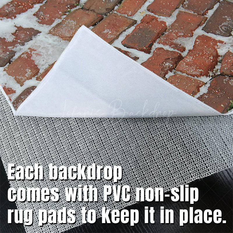 Lofaris Melted Snow Street Red Brick Frozen Winter Floor Mat