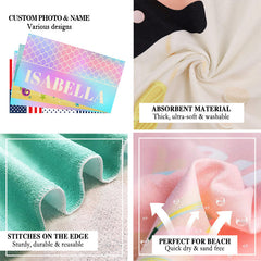 Lofaris Mermaid Custom Name Beach Towel for Girl Gifts