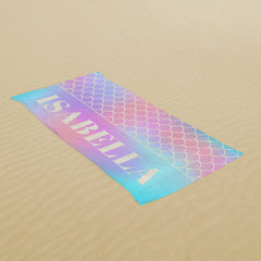 Lofaris Mermaid Custom Name Beach Towel for Girl Gifts