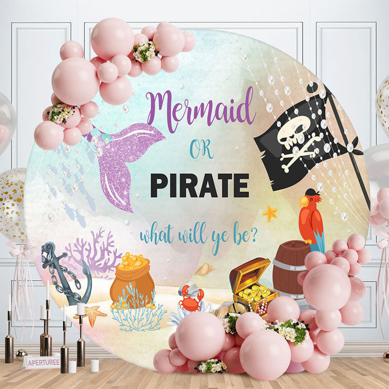 Lofaris Mermaid Or Pirate Circle Gender Reveal Backdrop